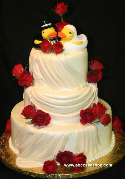  Wedding  cake  with rubber ducky  cake  toppers  ABC Cake  