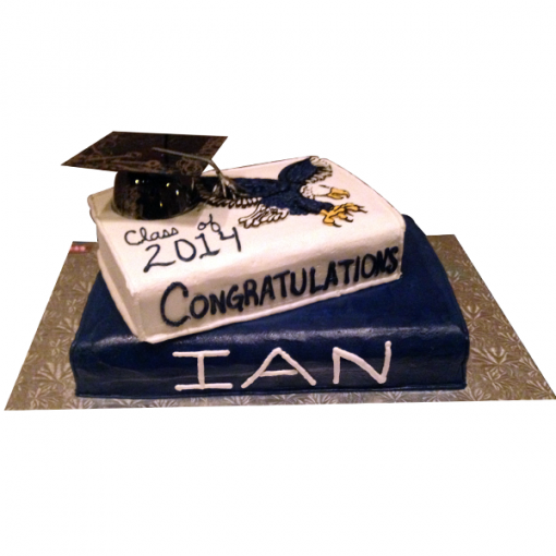 (1408) Eagle Graduation Cake 2 Layers ABC Cake Shop & Bakery