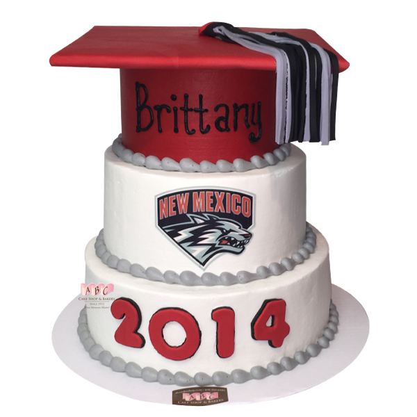 (1641) UNM Lobo Cap Graduation Cake ABC Cake Shop & Bakery