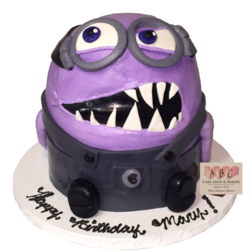 (1846) Purple Minion Shaped Birthday Cake - ABC Cake Shop & Bakery