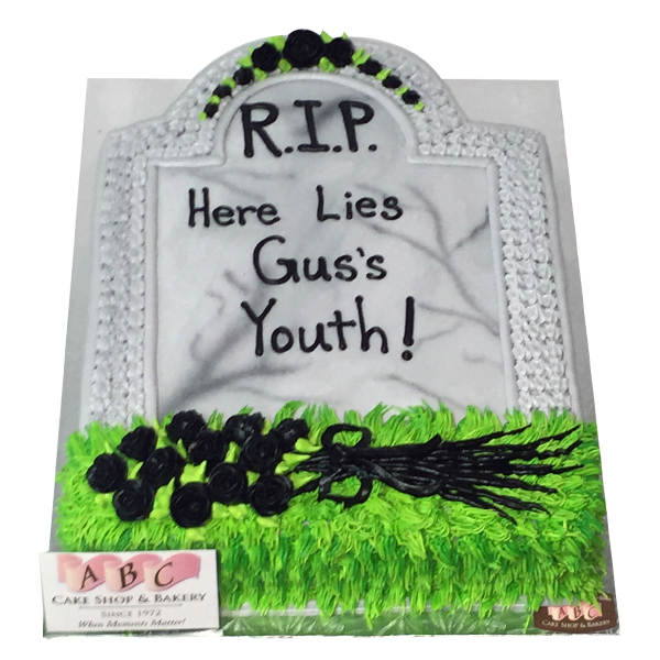 (1902) Headstone RIP Birthday Cake - ABC Cake Shop & Bakery